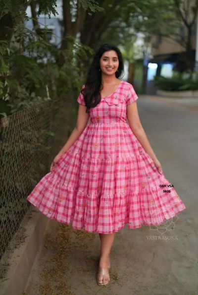 Mul Chanderi Tiered Frock Dress